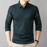 Men's Lapel Faux Two-Piece Warm Top