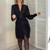 🎅Early Xmas Sales - 🎄Women's V-neck Sequin Split Dress