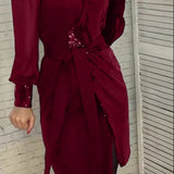 🎅Early Xmas Sales - 🎄Women's V-neck Sequin Split Dress