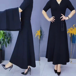 Women’s Elastic High Waisted Thick Long Skirt