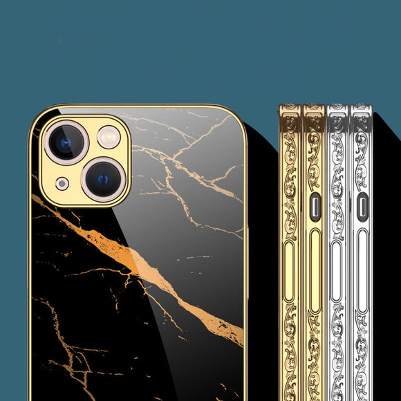 2022 Suitable For IPhone13 Ultra-Thin Electroplated Embossed Glass Phone Case