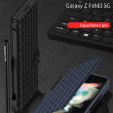 Buy a mobile phone case and get a free capacitive pen! Flip Pen Slot Phone Case Personalized Woven Leather Pattern ZFold3 Phone Case