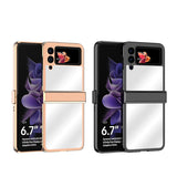 ZFlip3 Folding Screen Electroplating Mirror All-Inclusive Anti-Fall Protective Leather Case