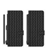 Buy a mobile phone case and get a free capacitive pen! Flip Pen Slot Phone Case Personalized Woven Leather Pattern ZFold3 Phone Case