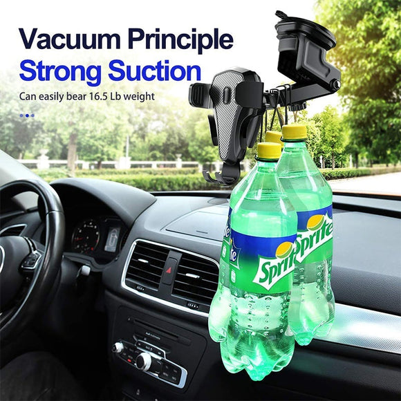 Car Mobile Phone Bracket Carbon Fiber Retractable Suction Cup Bracket