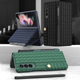 Buy a mobile phone case and get a free capacitive pen! Flip Pen Slot Phone Case Personalized Woven Leather Pattern ZFold3 Phone Case