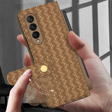 Buy a mobile phone case and get a free capacitive pen! Flip Pen Slot Phone Case Personalized Woven Leather Pattern ZFold3 Phone Case