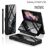 High-end Side Pen Slot Carbon Fiber Embossed Glass Phone All-Inclusive Z Fold 3/4  Case