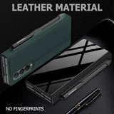 High-end Side Pen Slot Carbon Fiber Embossed Glass Phone All-Inclusive Z Fold 3/4  Case