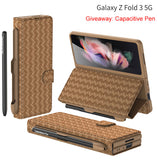 Buy a mobile phone case and get a free capacitive pen! Flip Pen Slot Phone Case Personalized Woven Leather Pattern ZFold3 Phone Case