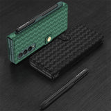 Buy a mobile phone case and get a free capacitive pen! Flip Pen Slot Phone Case Personalized Woven Leather Pattern ZFold3 Phone Case