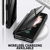 High-end Side Pen Slot Carbon Fiber Embossed Glass Phone All-Inclusive Z Fold 3/4  Case