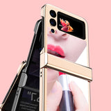 ZFlip3 Folding Screen Electroplating Mirror All-Inclusive Anti-Fall Protective Leather Case